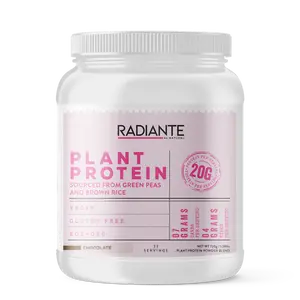 Radiante Plant Protein - Chocolate Flavor, 20g Protein, Vegan, Gluten-Free, Non-GMO, 22 Servings, Pea & Brown Rice Blend, USA Made