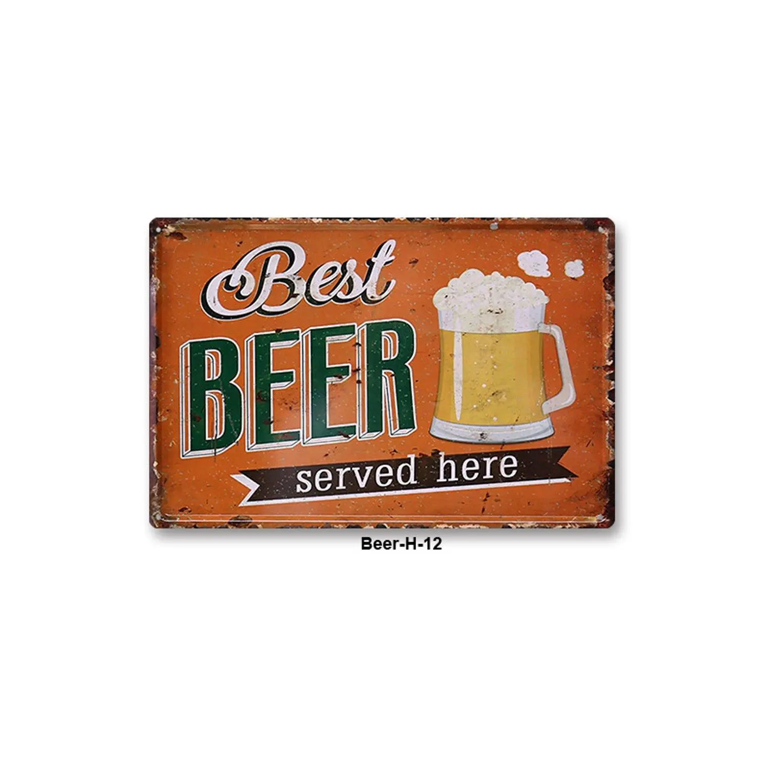 Best Beer Served Here Prints 8x12 Inch 2D Flat Retro Rustic Metal Poster for Pub Man Cave Classic Beer Lover Gift Decorative Wall Art