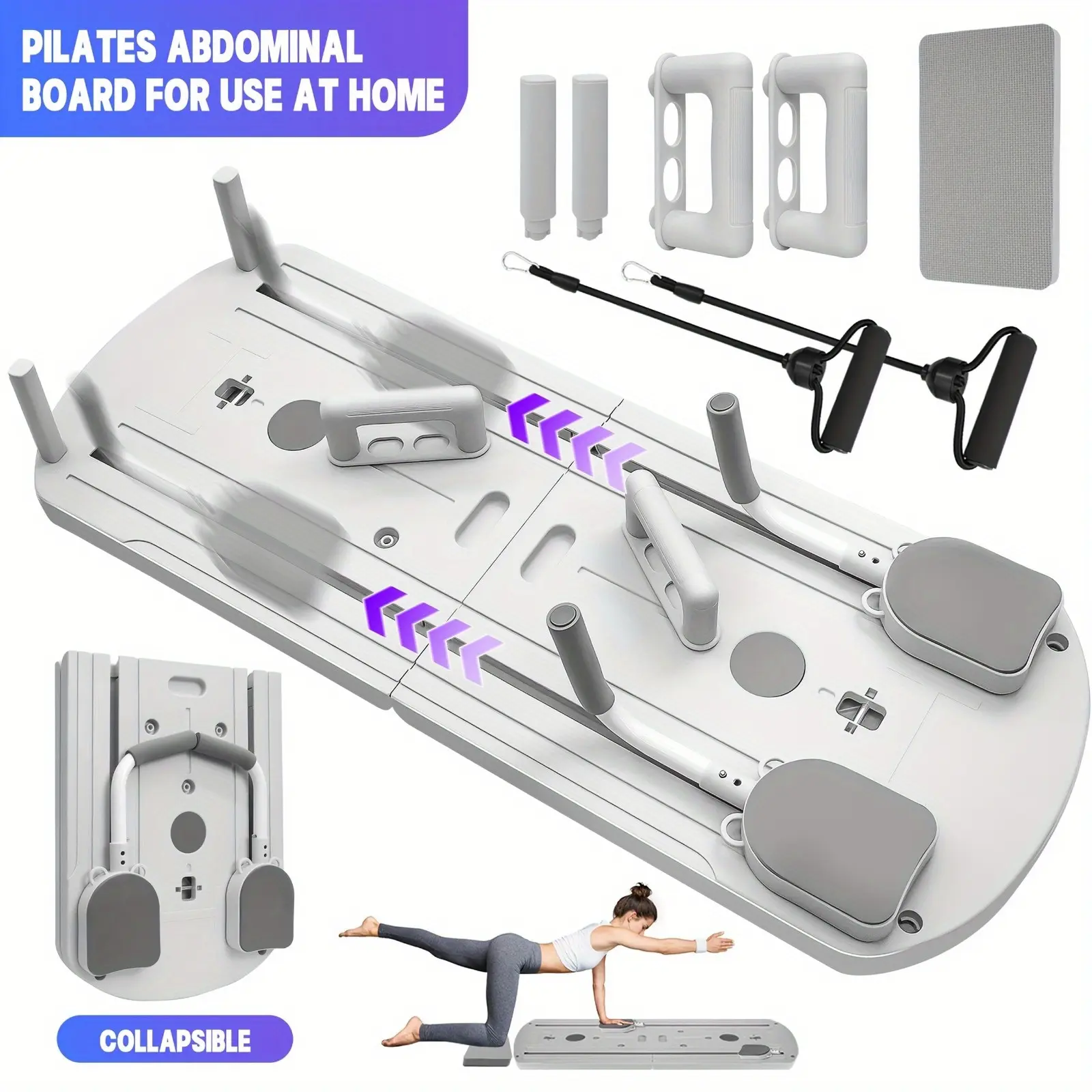 8-in-1 Multifunctional Folding Stretch Strength Training Board, Training Board Set with Resistance Bands, Home Fitness, Push-up Training. Multiple training methods, suitable for abs, biceps, triceps, and full-body core strength training. Foldable design,,