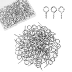 Eye Screws, 100Pcs 1 inches Screw Eyes Hooks, 304 Heavy Duty Screw Hooks, Self Tapping Eye Bolts, Indoor & Outdoor for Hanging Artwork