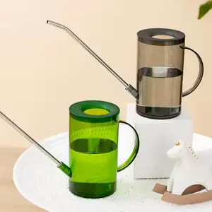 Long Spout Watering Can with Measurements, Modern Design, Two colors, Gray Glass and Green Glass, 1000ml Capacity