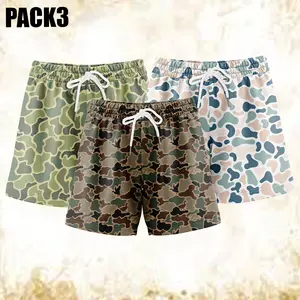 Pack 3 Duck Hunting Shorts with 5 inch Inseam Realistic Camouflage Athletic Shorts, Breathable and Workout-Inspired Design daily wear Mesh Outdoor