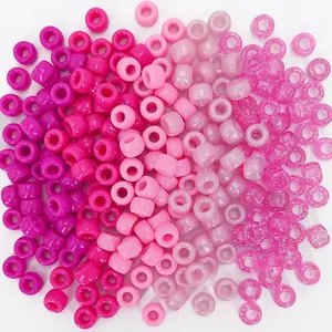 1000PCS 6x9mm Pony Beads Bulk, 5 Styles Pink Pony Beads for Bracelets Making Kit, Kandi, Hair Braids Crafts for Jewelry Making (Pink)