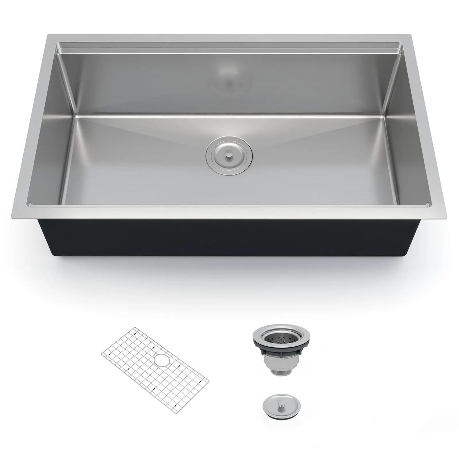 33*19*10 Inch Embedded Kitchen Sink, Stainless Steel Countertop - Single-Basin Design, with Sound Insulation Pads, Scratch-Resistant Surface and Accessories, Ideal for Home Renovation
