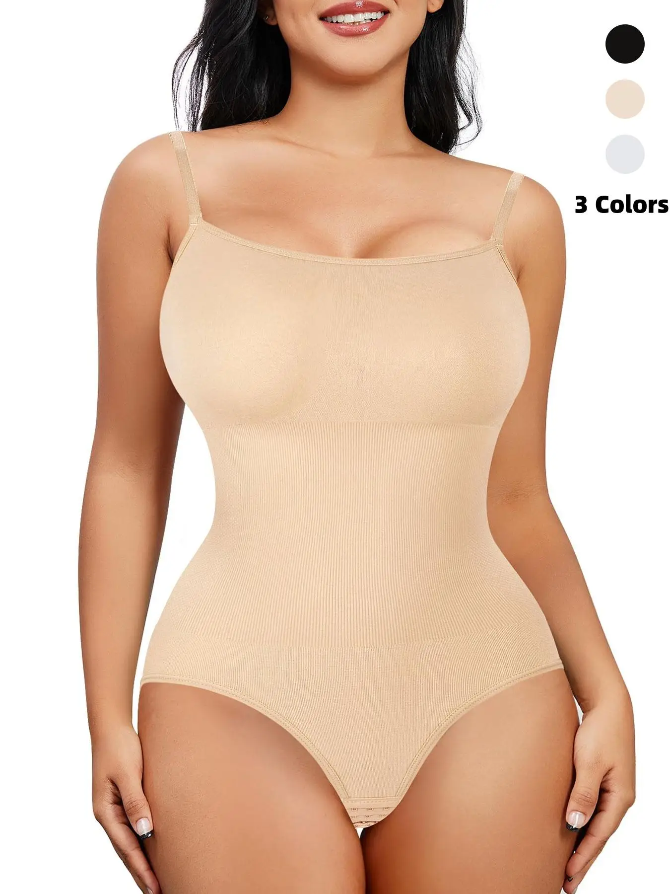 Women's Solid Cami Shapewear Bodysuit, One Piece Bodysuit, High Waist Bodycon Clothes, Women's Sleeveless Bodysuit, Please Purchase A Size Up