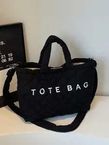 Fashion Large Capacity Computer Bag Shopping Bag Multi-Pocket Portable Lightweight Tote Bag Stitched Personality Shoulder Crossbody Bag