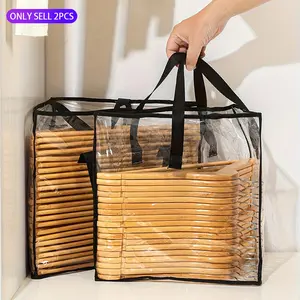 2Pcs Triangular Storage Bag, Clear Storage Bags, Wardrobe Hanger Organizer with Handle, Saves Space in Cabinets And Laundry Rooms, for Clothing Storage And Organization, Wardrobe Organizer, Hanging Storage Bag, Home Organizer