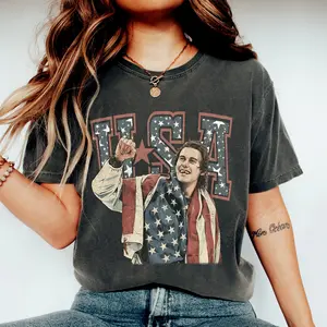 USA Hockey Shirt, Patriotic Hockey fan Jack Hughes T-Shirt, Team USA inspired Graphic Tee