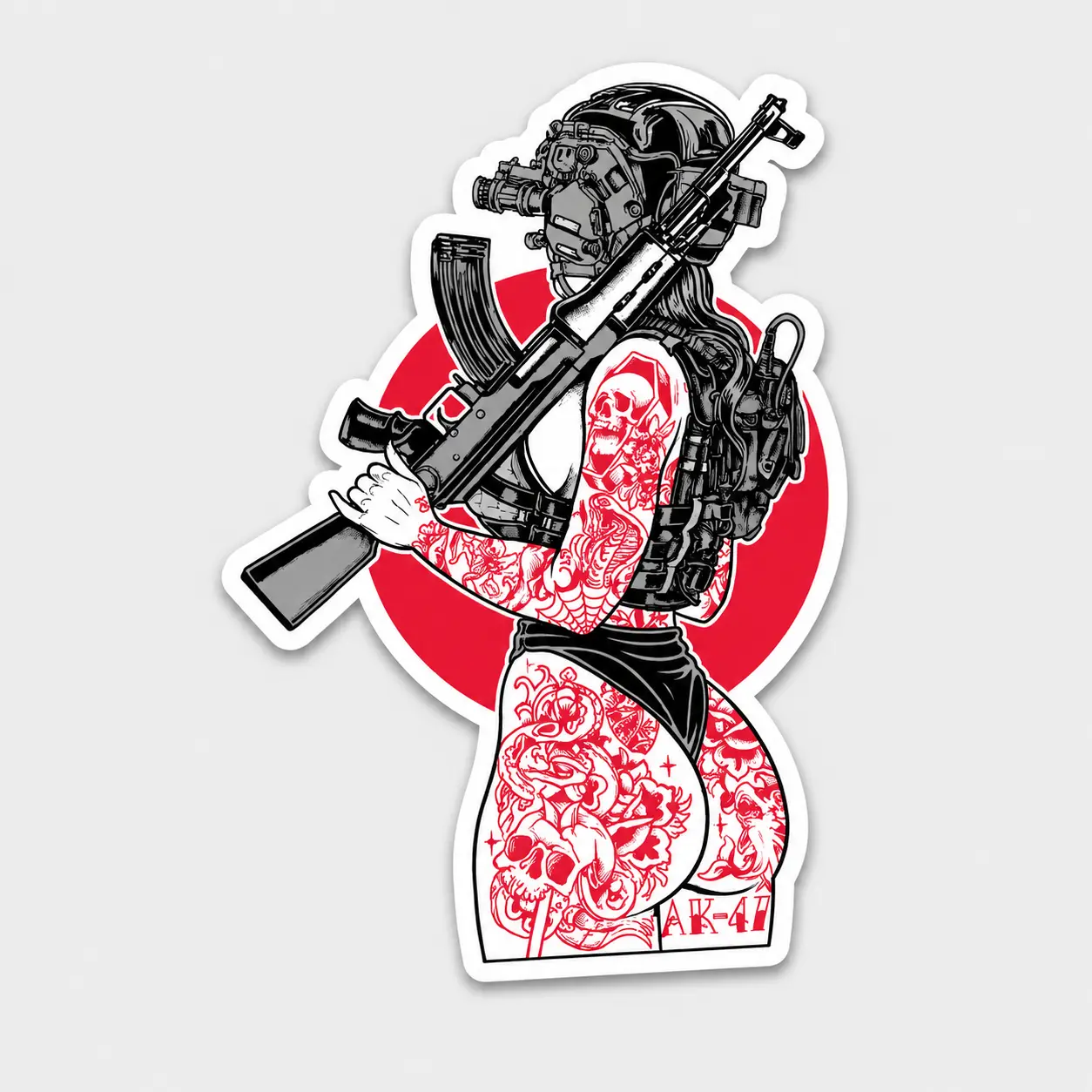 Camo Ghost NVG  Sticker - Quad Nods Tactical Girl - Waterproof Gun Case Decal
