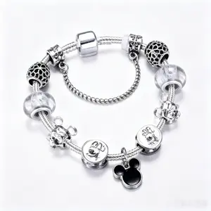 Official Disney Mickey Mouse Dainty Hypoallergenic Bracelet, Cartoon Costume Jewelry Gift for Women