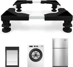 Mini Fridge Stand Adjustable Universal Base with 4   Washer Dryer Pedestal for Small Refrigerator, Portable Compact Washer or Dryer, Black