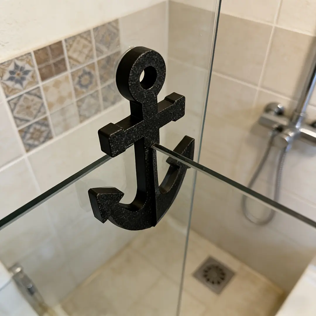 Anchor-shaped Bathroom Hook, No-Drill Glass Door Hook, Bathroom Towel Rack, Creative Kitchen Decorative Hook
