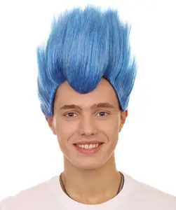 Men's Hades God of Death Wig | Blue Color Fake Flame Spikes | Flame-retardant Synthetic Fiber | Ideal Cosplay Wigs for Halloween and Christmas
