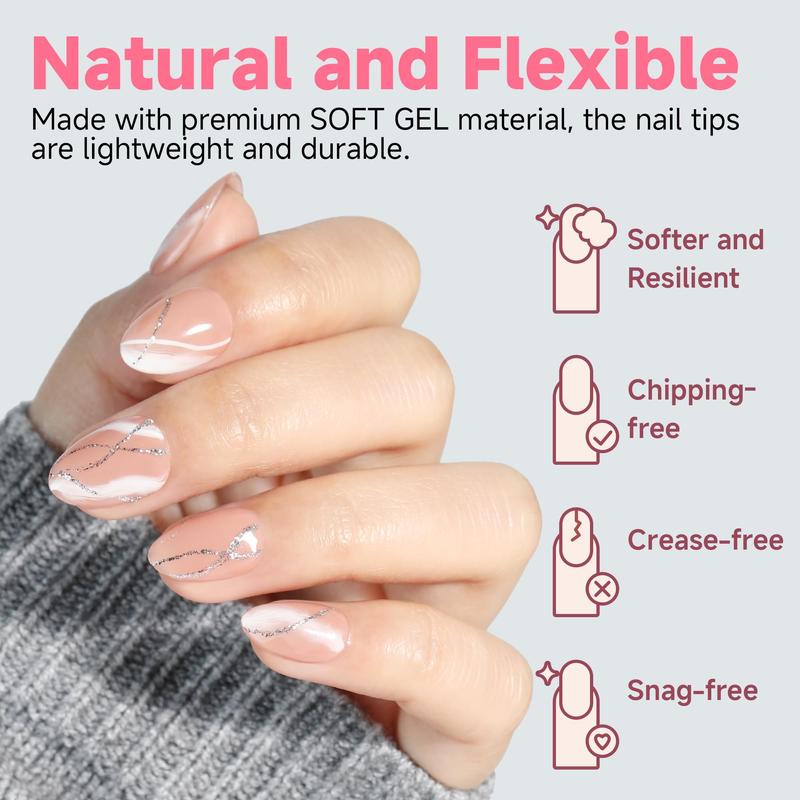 Extra Short Almond Nail Tips 12 Sizes 120Pcs Clear