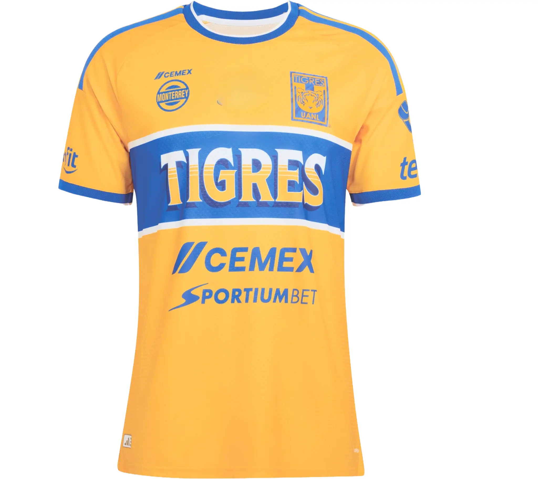 FULL LOGO Tigres UANL 2026/27 Home Soccer Jersey, Liga MX Yellow Royal Blue Short Sleeve Football Shirt, Unisex Match Day Fan Apparel for Men and Women