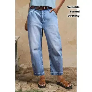 Comfy Women's Stretch Jeans - Mid-Rise Non-See-Through with Zipper Perfect for Any Look Bottoms Medium