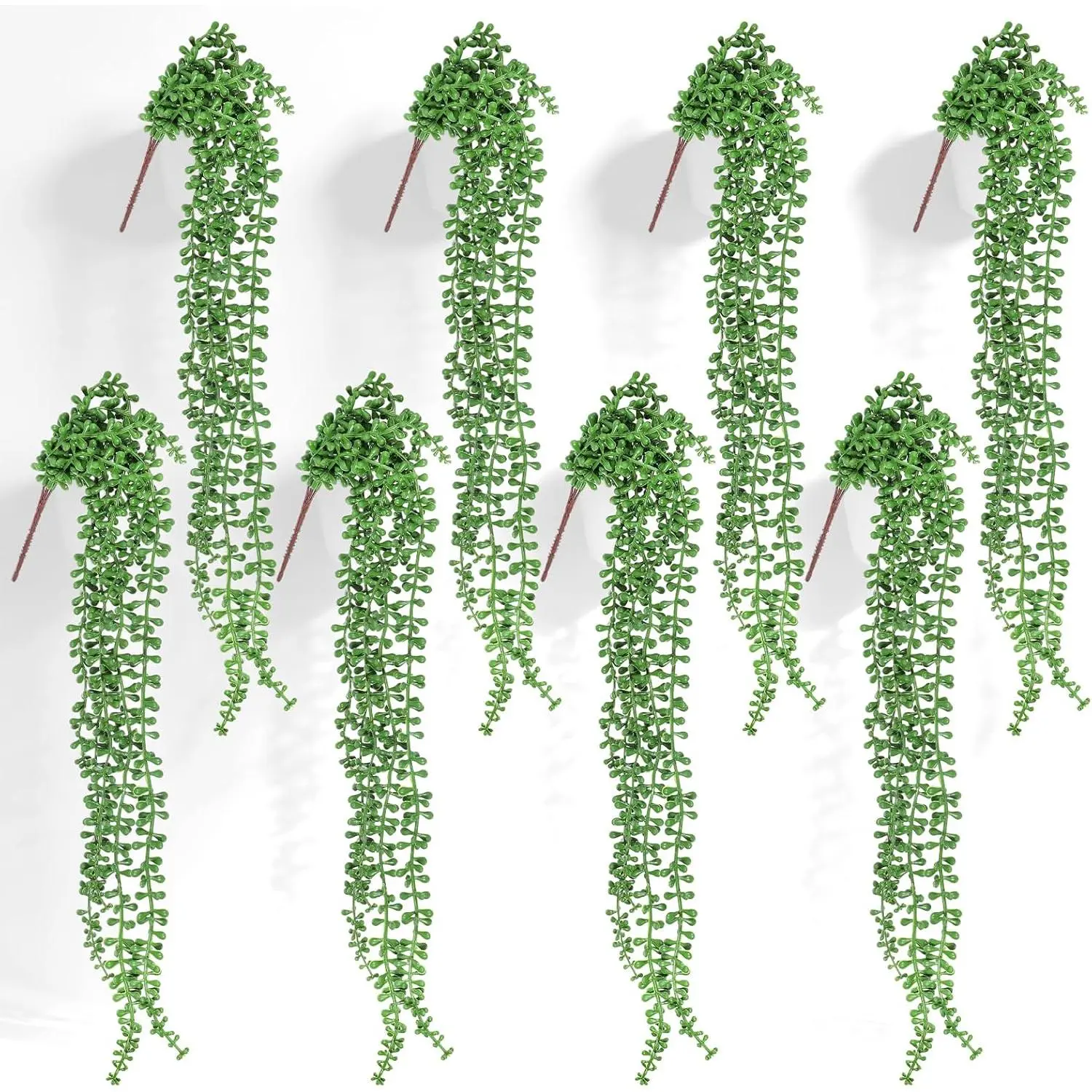 8 Pcs Artificial Succulents Hanging Plants, 27.6 Inch Fake String of Pearls Greenery Plants Fake Succulents Vines for Wall Home Backdrop Garden Indoor Outdoor Decor