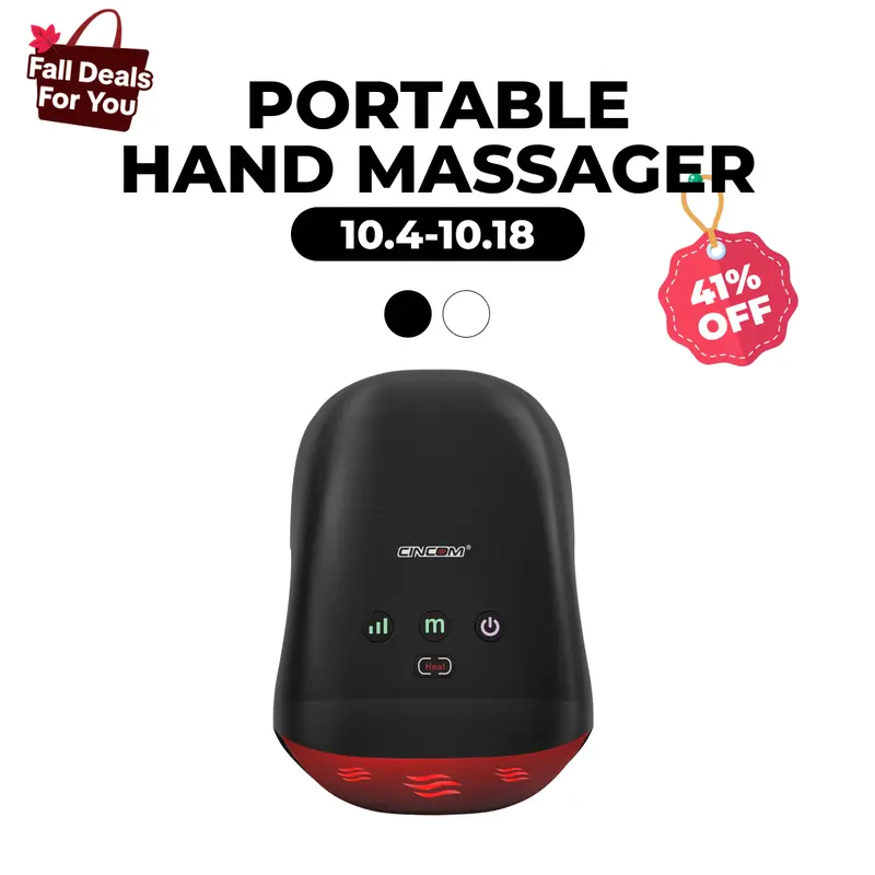 CINCOM Cordless Vibration Hand Massager - Wireless, Thermal Heat, Adjustable Settings, USB Port, Rechargeable, Battery Powered, DC 5V/2.0A, 026h, Self-Care Device, Ideal Gift for Adults, Ideal Choice for Gifts