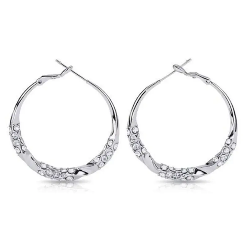 Silver Hoop Earrings for Women 14K Gold Plated Cubic Zircon Huggie Earrings Stunning Crystal Hollow Hoop Earrings Jewelry Gift