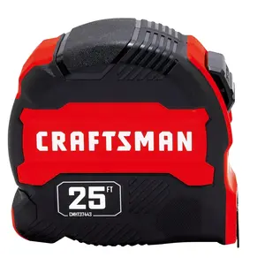 25-Ft Tape Measure with Fraction Marketing, Retractable, Manual-Locking Blade (CMHT37443S)