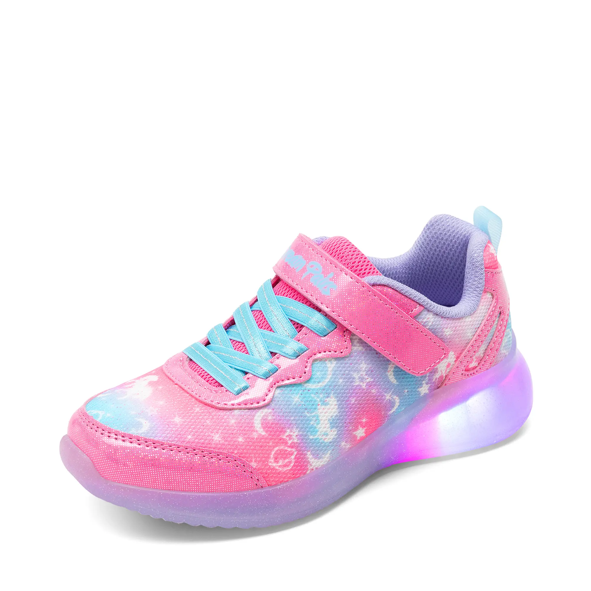 Dream Pairs Girls' Glitter Mesh Casual Low-Top Sneakers with Jelly Sole and Easy Slip-On Hook and Loop Closure, Vegan Leather, Synthetic, 5 - 6 Years