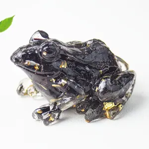 1 piece of natural crystal resin frog figurine, crystal stone talisman, home desktop decoration, spiritual gemstone, classic style, resin material, indoor decorative stone suitable for Halloween/Christmas.