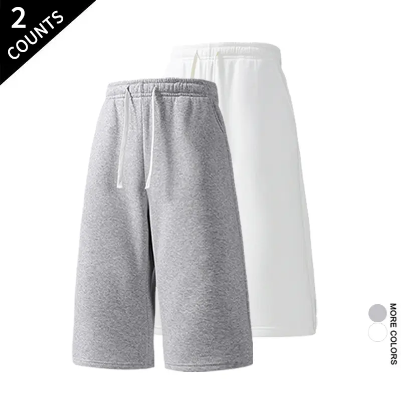 Men's Oversized 7-in Breathable Loose Casual Sweatshorts 2-Pack, Drawstring Baggy Uncuffed Extra Baggy Streetwear Shorts for Daily & Outdoor Occasions, Breathable Loose Shorts, Drawstring Casual Shorts