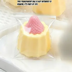 HefengCL Yellow Pudding Strawberry Squeeze Toy - Taba Squishy, Comfortable, Soft, and Bouncy with Slow Rebound. A Perfect Desktop Ornament, It's a Great Stress-relieving Squeeze Toy and a Fun Pudding Prop for Pranking Friends