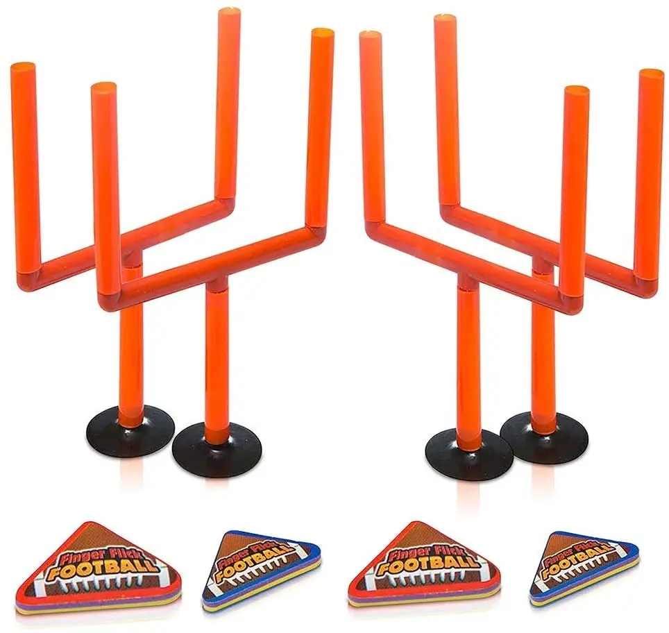 Flick Football Games, Set of 2, Mini Table Top Sports Games with Posts and Foam Footballs, Indoor Finger Games for Kids, Office Desk Toys, Sports Party Favors