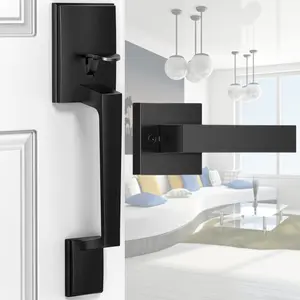 Black Front Door Handle, Entry Door Handle and Reversible Handle Lever, Modern Front Door doorknob Only, Matte Black Front Door Entry Handleset, Entry Way Door Handle