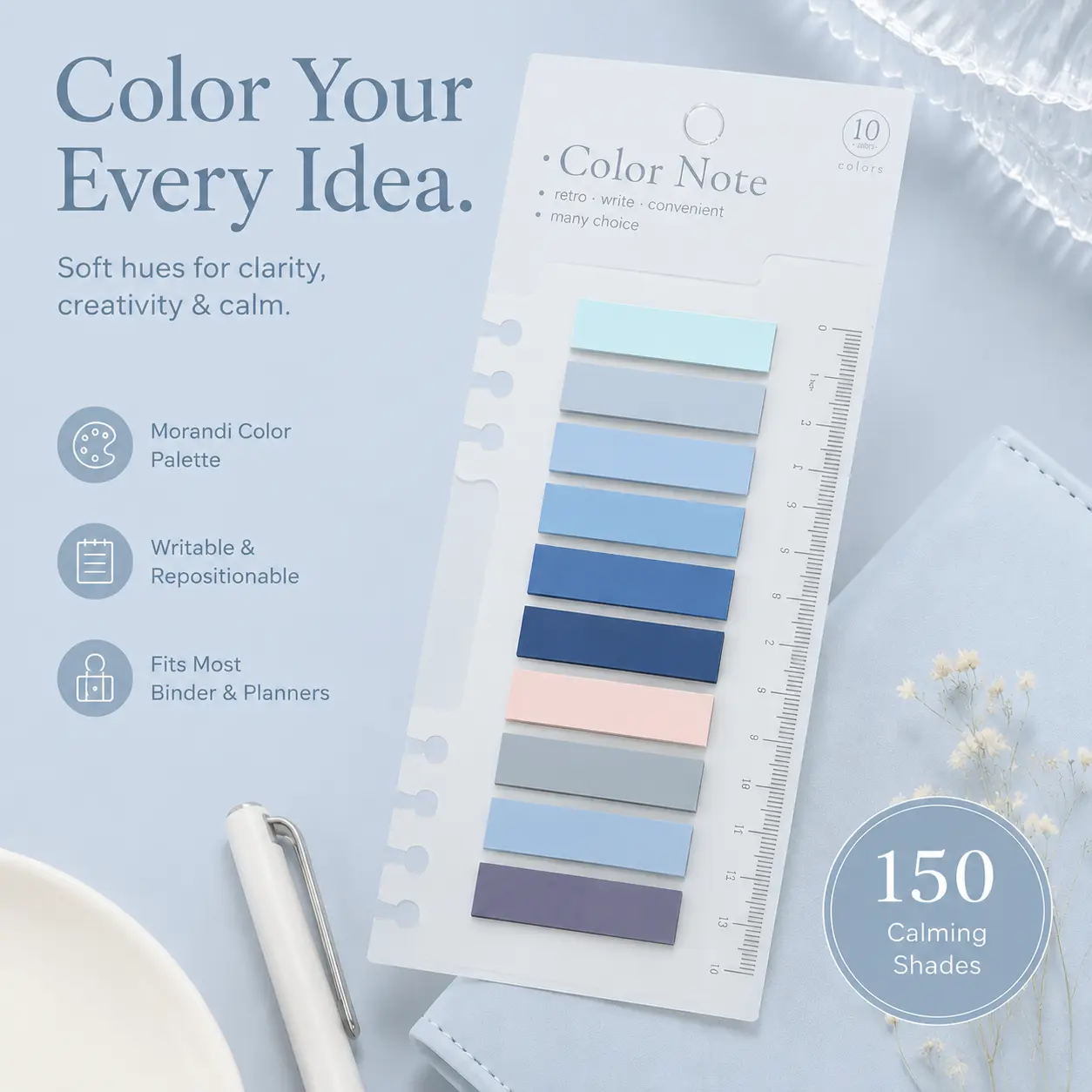 【Gift】150pcs/set Morandi Color Index Label, Sticky Index Label, Student Index Label, Book Page Markers, Office Stationery & Supplies, Colorful Coated Tabs, Indexing Stickers, Sticky Labels, Convenient Office Supplies, Easy to Use, Sticky Notes Set