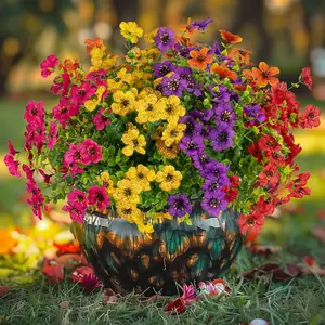 24pcs artificial flower violet, UV resistant and fade resistant, suitable for party, home, wedding, garden, office, indoor and outdoor use, DIY, anniversary, birthday, Halloween and other festivals, suitable for decoration in all seasons in autumn