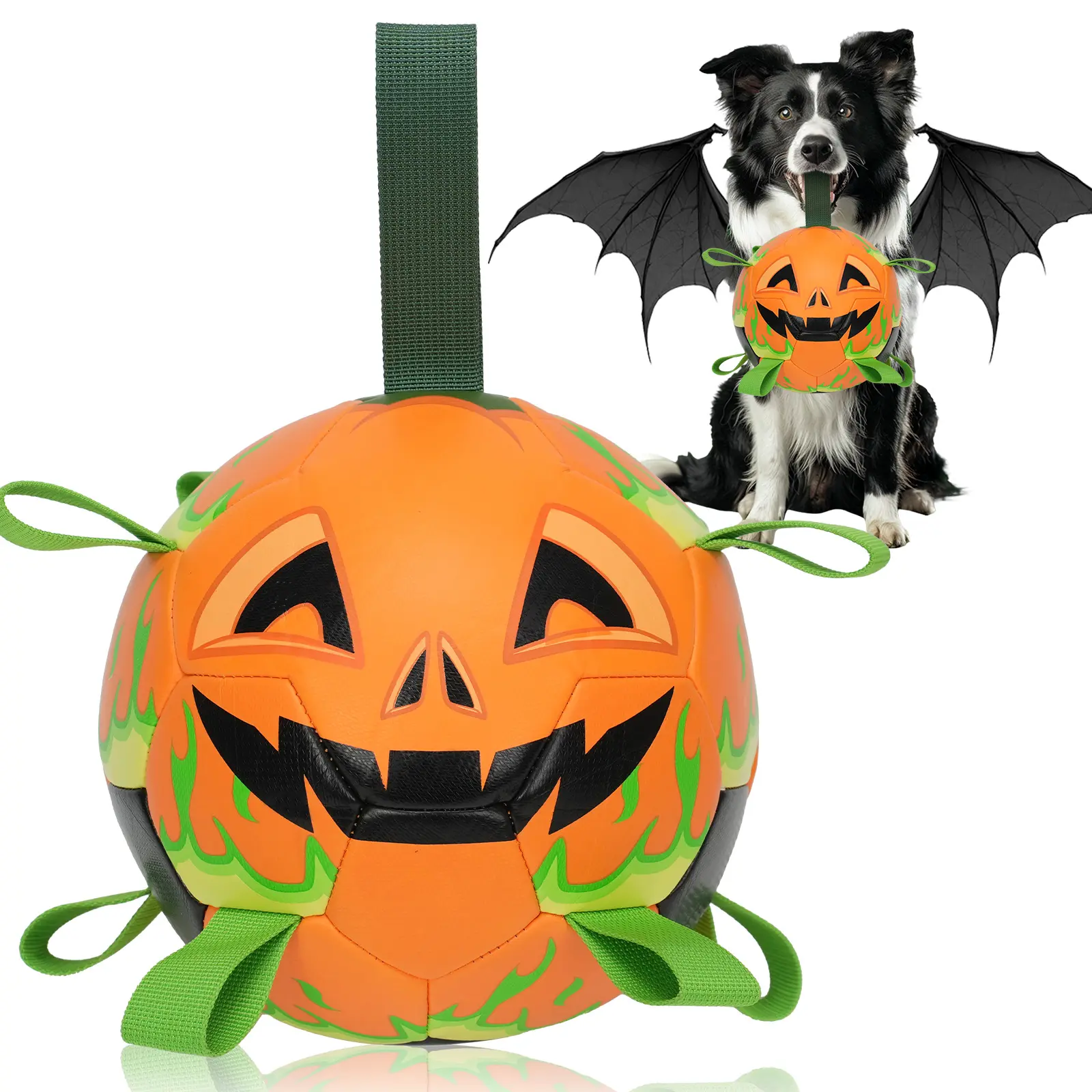 PetSafe Halloween Natural Rubber Dog Chew Ball Toy with Leash - Interactive Fetch Training Toy, Supports Dental Health, Encourages Natural Hunting Instincts, Safe for All Dogs, Trick or Treat Party Favors