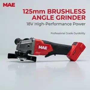 MAE 125mm Brushless Angle Grinder – 18V, 3500-8500 RPM Variable Speed – Paddle Switch for Metal Cutting & Grinding on Job Sites