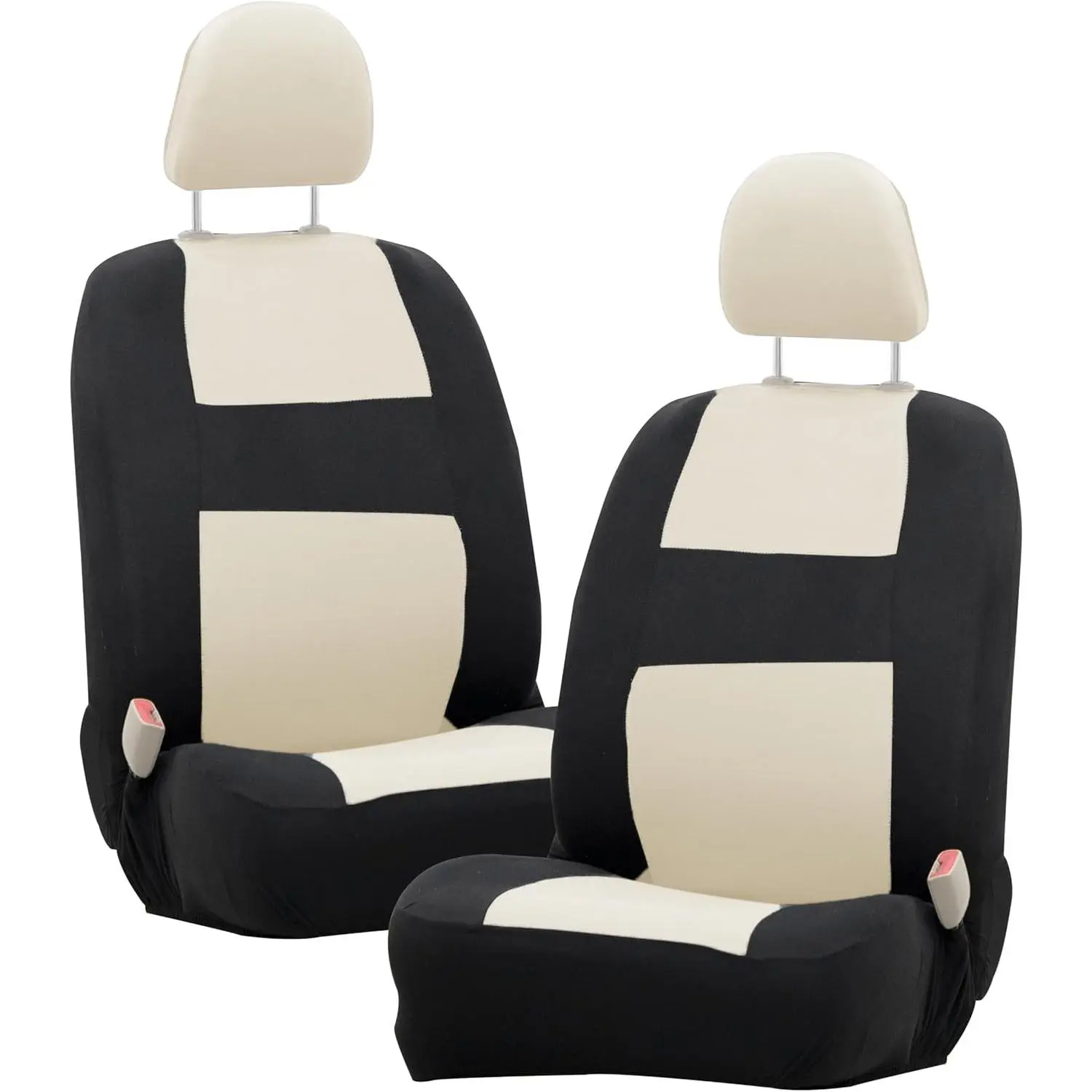 Car Seat Covers Front Seats Only, Car Seat Protector with Separate Headrest Cover Full Cover Universal Fit Most Car,Auto Trucks Van SUV,2 Packs (Cream)