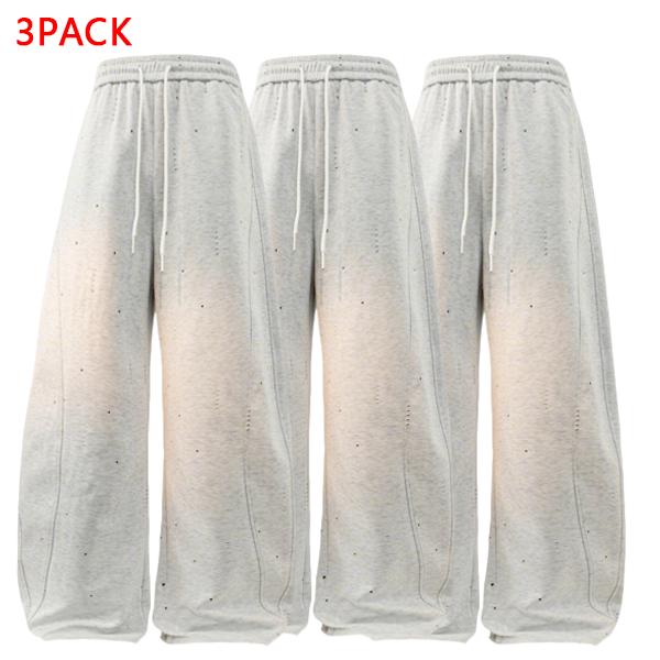 3PACK Men's Premium Sparkle Wide Leg Pants, Casual Drawstring Baggy Trousers, Perfect for Club, Party, Daily & Streetwear