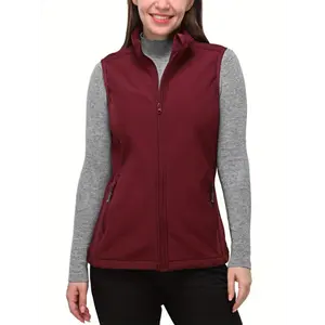 Windproof Lightweight Softshell Sleeveless Fleece Lined Zip Up Jacket - Women's Activewear for Golf Hiking Sports with Zip Up Pockets