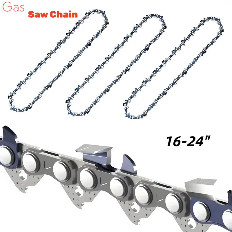 3Pcs Universal Gas Chainsaw Replacement Chains - 3/8in LP Pitch, .058in Gauge - Optional Sizes 16in,18in,20in,22in,24in - Sharp Wear-Resistant Premium Spare Accessories for Tree Trimming, Outdoor Logging