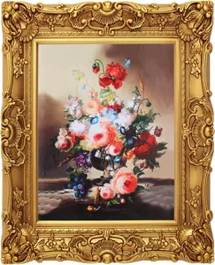 11x14 Vintage Gold Picture Frame with Included Wall Art, Antique Style Decorative Frame with Tempered Glass, Ready to Hang Gallery Wall Decor for Home Office