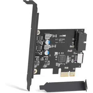 PCIe x1 to USB 3.2 GEN1 5Gbp 19pin Front Panel Header (to Type-c Front Panel Header) + USB 3.0 20Pin Socket Expansion Card,Type-E Internal 20-pin Front Panel Connector