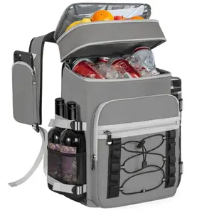 Memorial Day Essential | 40-Can Insulated Cooler Backpack for Men & Women | Leak-Proof Dual Compartment Picnic & Hiking Bag | Heavy Duty Gray Lunch Backpack for BBQ, Camping & Beach