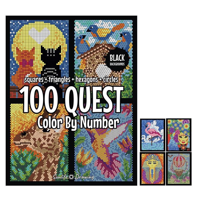 100 Questt Color-by-Number Book, 1 Count Large-Print Color-by-Number Coloring Book, Party Gift for Adults #TOP PICKS