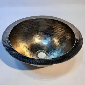 12" Handcrafted Round Bathroom Sink – Nickel (Final Sale)