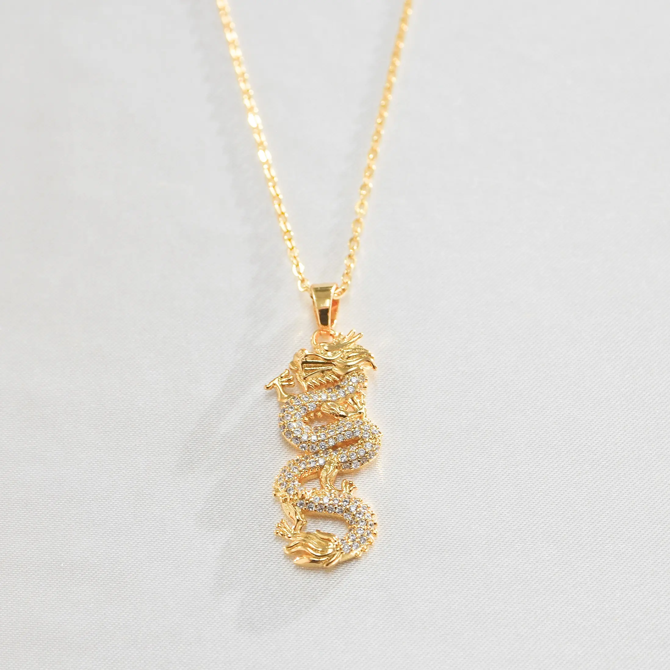 ICY DRAGON NECKLACE | 18k Gold Filled Size 36mm x 15mm- Symbol of Strength, Courage, and Unstoppable Energy