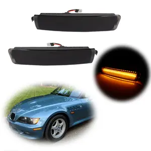 2pcs Smoke Amber LED Front Side Marker Lamps For 1996 1997 1998 1999 2000 2001 2002 BMW Z3 M Coupe Roadster,Replace OEM 63148389695, 63148389696