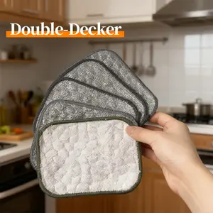 3/5/6pcs Double layer dishcloth, Kitchen Cleaning Cloths, the cloth is resistant to dirt, easy to clean and remove oil stains, not easy to shed hair, the cloth is a degreased towel, soft and comfortable, absorbent and quick dry cleaning bowl cloth