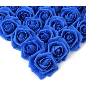 100 Pack Blue Roses Artificial FlowersReal Touch Fake Foam Roses for Decoration DIY Wedding Bouquets Centerpieces Bridal Shower Flower Arrangements Home Decor