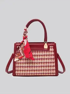 Women's Elegant Houndstooth Pattern Handbag, Fashionable PU Leather Zipper Shoulder Bag for Daily Used, Casual Trendy Versatile High-quality Daily Commuting Bag