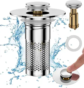 Upgrade Bathroom Sink Drain Strainer，Pop Up Sink Drain Filter with Removable Stainless Steel Filter Basket Hair Catcher，Bathroom Drain Stopper Sink Plug for 1.1"-1.45" Basin Drain Holes