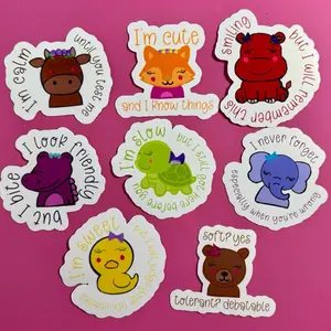 Snarky Safari Cuties Sticker - Adorable Animal Designs with Fun Phrases for Kids and Adults